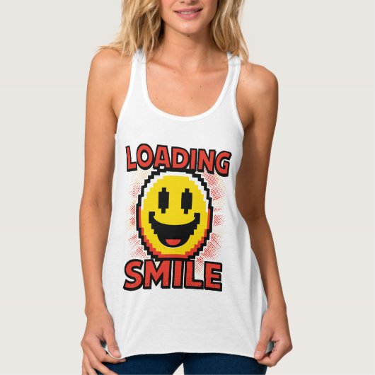 Opladende Smile – Retro Pixel Art 8-Bit Smiley Fac Tanktop (Voorkant)