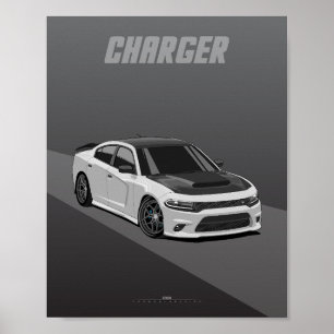 Oplader Widebody Spier Sedan Illustratie Poster