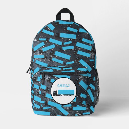 Oplegger Vrachtwagen Vervoer Vrachtwagens Blauwe N Bedrukte Rugzak (Voorkant)