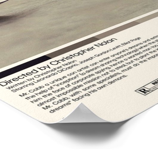 Opleiding Christopher Nolan Minimalist Movie Vint Poster (Hoek)