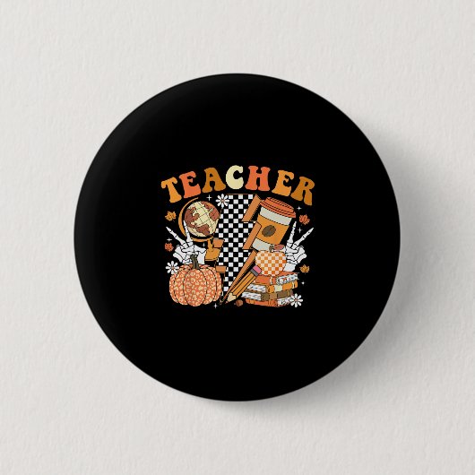 Opleiding Dankzegingsdag Koffie Pompoen Kruiden Ha Ronde Button 5,7 Cm (Voorkant)