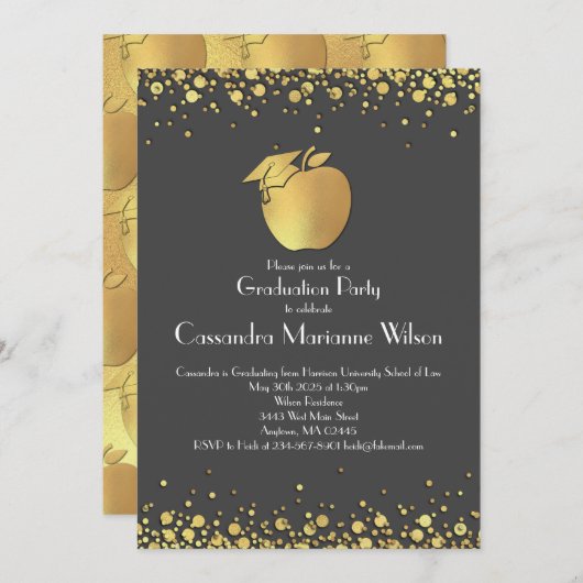 Opleiding Docenten Afstuderen Grijs Goud Kaart (Voorkant / Achterkant)