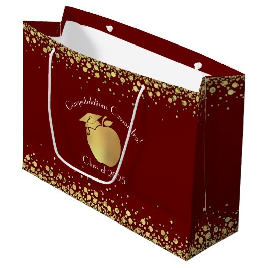 Opleiding Docenten Afstuderen Maroon Goud Groot Cadeauzakje (Voorkant Gekanteld)