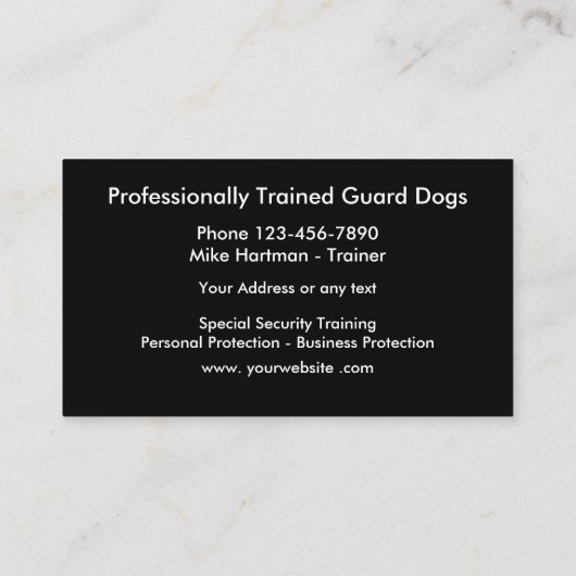 Opleiding en verkoop van wachthonden visitekaartje (Achterkant)