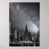 Opleiding in de stad 's nachts | AI Art Poster (Voorkant)