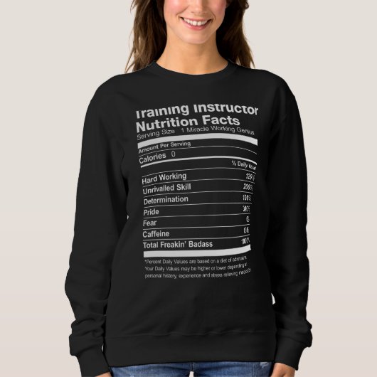 Opleiding Instructeur Nutrition Facts Funny Trui (Voorkant)