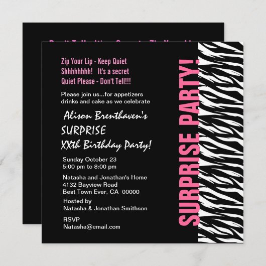 OPLEIDING Jaar van de dag Roze en Zwarte Zebra V05 Kaart (Voorkant / Achterkant)