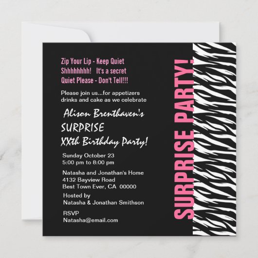 OPLEIDING Jaar van de dag Roze en Zwarte Zebra V05 Kaart (Voorkant)