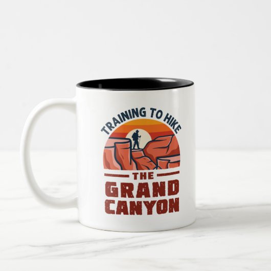 Opleiding om de Grand Canyon-wandelaar op te helde Tweekleurige Koffiemok (Links)