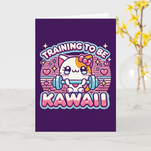 Opleiding om Kawaii te zijn - Schattige Funny Anim Kaart (Gele Bloem)