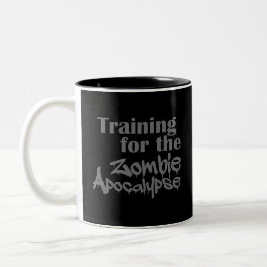Opleiding van de Zombie Apocalypse Funny Tweekleurige Koffiemok (Links)