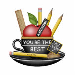 Opleiding van leerkrachten in Apple Staand Fotobeeldje<br><div class="desc">Een Apple for Teacher in een Blackboard Teacup van de oude school,  met dankjewel "Potlood" Teaspoon,  Tea Label,  Ruler en Gele Pencils. Kies gewoon het perfecte cadeau voor docenten op een groot aantal leuke objecten.</div>