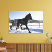 Opleiding van paarden in een wijnlandschap canvas afdruk (Insitu (Woonkamer))