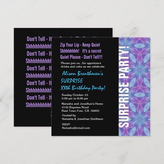 OPLEIDINGSJAAR Paars en blauw Floral V055 Kaart (Voorkant / Achterkant)