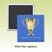 Opleidingssucces gouden trofee blauw magneet