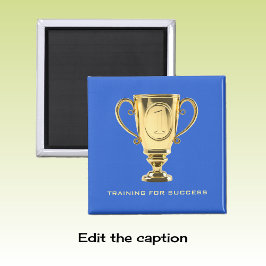 Opleidingssucces gouden trofee blauw magneet