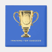 Opleidingssucces gouden trofee blauw magneet (Voorkant)
