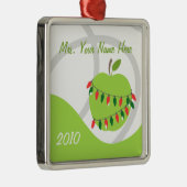 Opleidingsversiering - Groene Apple en kerstverlic Metalen Ornament (Rechts)