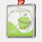 Opleidingsversiering - Groene Apple en kerstverlic Metalen Ornament (Links)