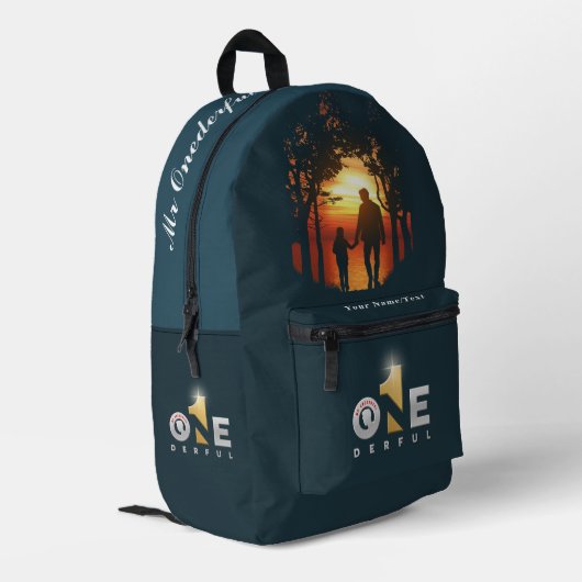 Oplettende Ouderdag | VADERDAG - Bedrukte Rugzak (Achterkant Hoek Links)