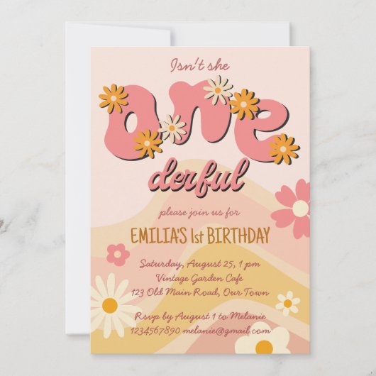 Oplettige groovy een retro madeliefje verjaardag kaart (Voorkant)