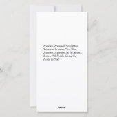 Oplichters, wees gewaarschuwd feestdagenkaart (Achterkant)