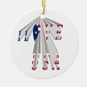 Oplopend Patriotisme: I Love USA Perspectief Kunst Keramisch Ornament