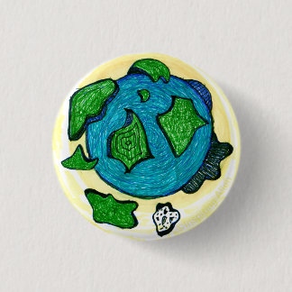 Oplopende Aarde Badge / Speld door Inspiring Alien Ronde Button 3,2 Cm