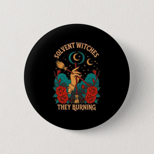 Oplosmiddel Heksen Brandende Sticker Ronde Button 5,7 Cm (Voorkant)