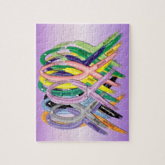 Oplossen van de kankerbewustwording legpuzzel (Verticaal)