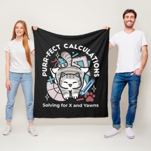Oplossen voor X en Gapen – Schattige Tabby Kat Wis Fleece Deken