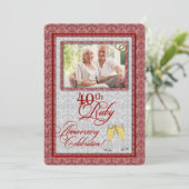 OPLOSSING: 40e Ruby Jubileum Damask Kaart (Staand voorkant)