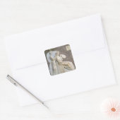 Opluchting met een vrouw op haar toilet vierkante sticker (Envelop)