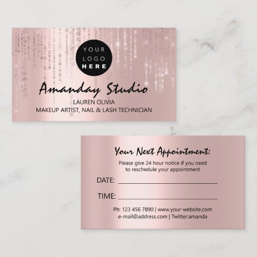 Opmaak Artist Appointcard Roze Lux Logo Visitekaartje (Voorkant / Achterkant)