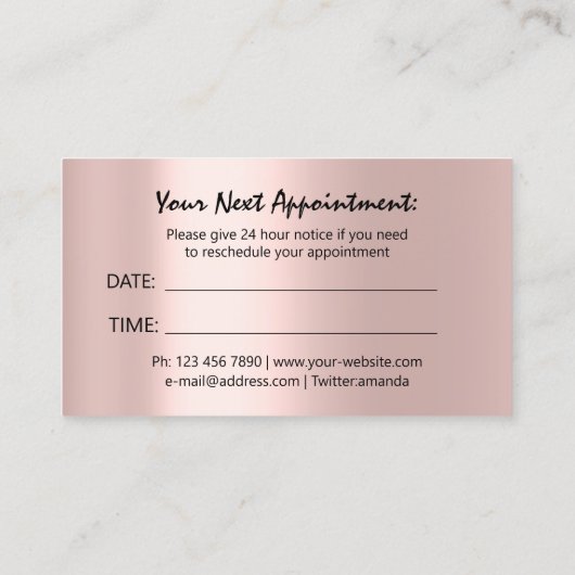 Opmaak Artist Appointcard Roze Lux Logo Visitekaartje (Achterkant)