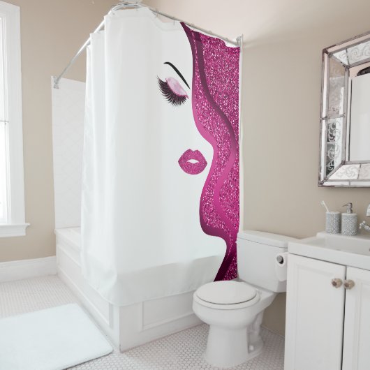 Opmaak met glittereffect douchegordijn (In situ)