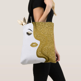 Opmaak met glittereffect tote bag