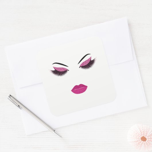 Opmaak met glittereffect vierkante sticker (Envelop)