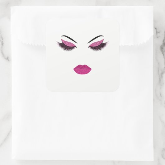 Opmaak met glittereffect vierkante sticker (Tas)