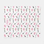 Opmaak patroon en roze lippen met aangepaste naam fleece deken (Voorkant (Horizontaal))