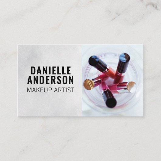Opmaak van lippenstift en oogstrijken visitekaartje (Voorkant)
