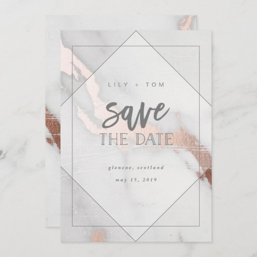 OPMERKELIJK EN ROOS GOLD EFFECT BEWAREN DE DATUM SAVE THE DATE (Voorkant / Achterkant)