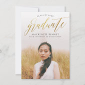 Opmerkelijk | Gouden Script Afstudeeraankondiging Kaart (Voorkant)