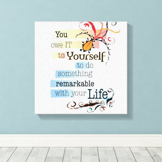 Opmerkelijk LIFE Inspirerend, geïllustreerd citaat Canvas Afdruk (Insitu (Houten vloer))