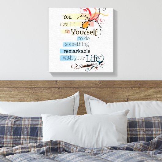 Opmerkelijk LIFE Inspirerend, geïllustreerd citaat Canvas Afdruk (Insitu (Slaapkamer))