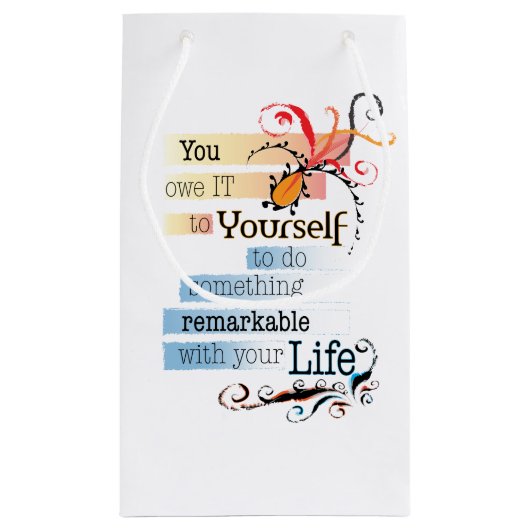 Opmerkelijk LIFE Inspirerend, geïllustreerd citaat Klein Cadeauzakje (Achterkant)