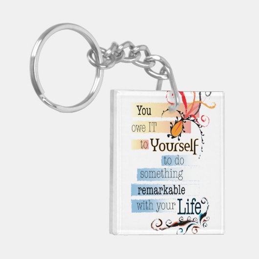 Opmerkelijk LIFE Inspirerend, geïllustreerd citaat Sleutelhanger (Voorkant Links)