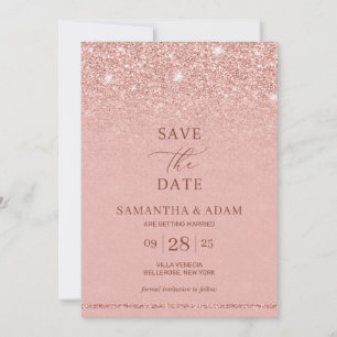 Opmerkelijke glam roos gouden glitter ombre bruilo save the date
