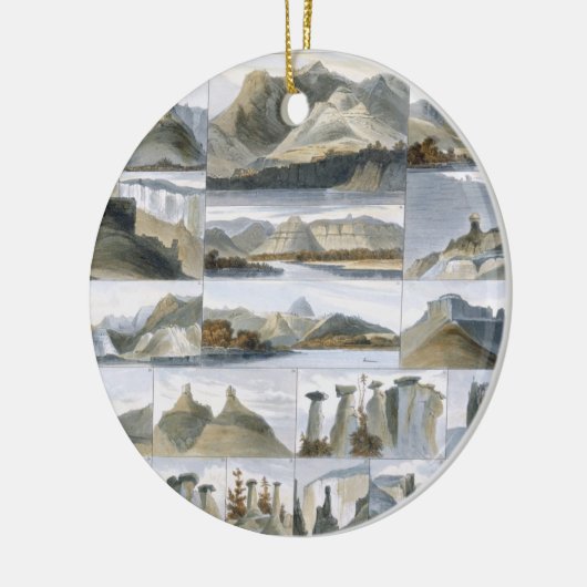 Opmerkelijke heuvels op de Upper Missouri, bord 35 Keramisch Ornament (Links)