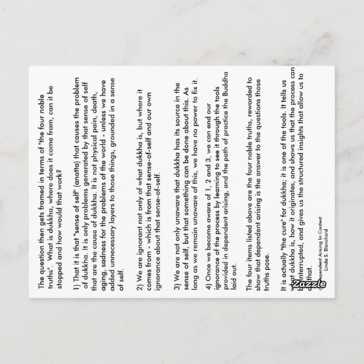 Opmerking #1 Onwetendheid - van afhankelijke bron Briefkaart (Achterkant)